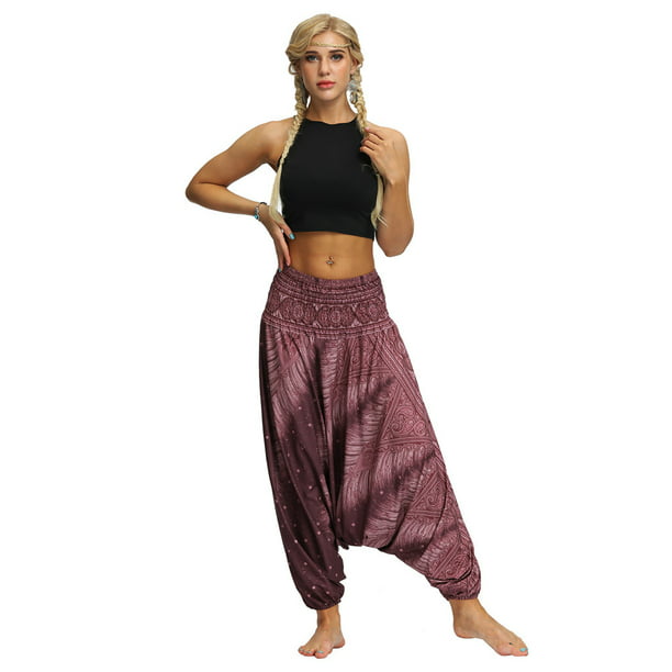 Molyveva Women Casual Loose Harem Pants Solid Yoga Fitness Trousers 